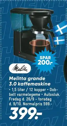 Bilka Melitta grande 3.0 kaffemaskine, DKK 399 tilbud