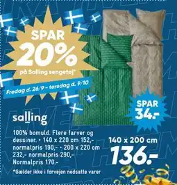 Bilka SPAR 20% på Salling sengetøj tilbud