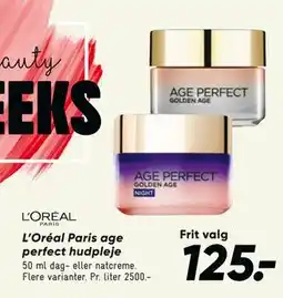 Bilka L’Oréal Paris age perfect hudpleje, DKK 125 tilbud
