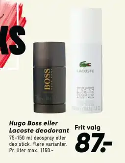 Bilka Hugo Boss eller Lacoste deodorant, DKK 87 tilbud