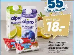 Bilka Alpro plantgurt eller Naturli’ madpakkesnitte, DKK 18 tilbud