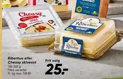 Bilka Riberhus eller Cheasy skiveost, DKK 25 tilbud