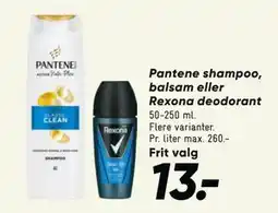 Bilka Pantene shampoo, balsam eller Rexona deodorant, DKK 13 tilbud