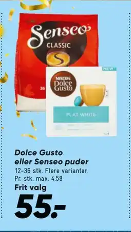 Bilka Dolce Gusto eller Senseo puder, DKK 55 tilbud