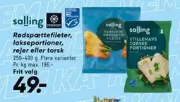 Bilka Rødspættefileter, lakseportioner, rejer eller torsk, DKK 49 tilbud