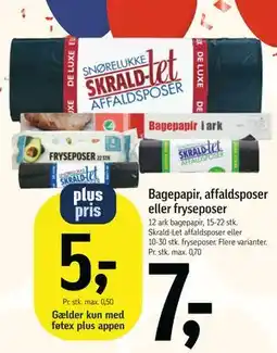Føtex Bagepapir, affaldsposer eller fryseposer, DKK 7, App-pris tilbud