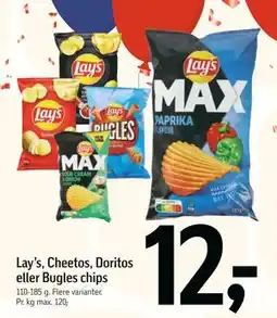 Føtex Lay’s, Cheetos, Doritos eller Bugles chips, DKK 12 tilbud