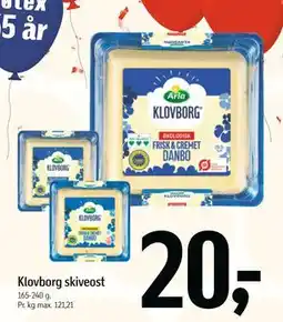 Føtex Klovborg skiveost, DKK 20 tilbud