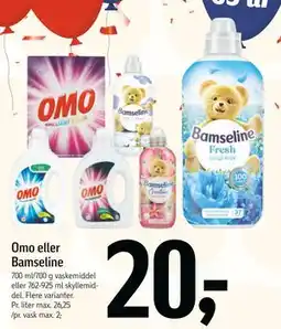 Føtex Omo eller Bamseline, DKK 20 tilbud