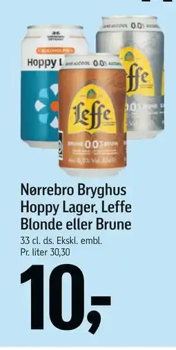 Føtex Nørrebro Bryghus Hoppy Lager, Leffe Blonde eller Brune, DKK 10 tilbud