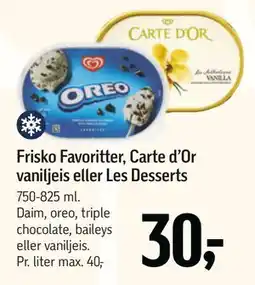 Føtex Frisko Favoritter, Carte d’Or vaniljeis eller Les Desserts, DKK 30 tilbud