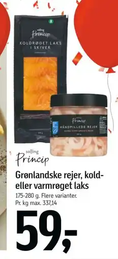 Føtex Grønlandske rejer, kold- eller varmrøget laks, DKK 59 tilbud