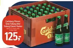 Føtex Carlsberg Pilsner, Grøn Tuborg eller Tuborg Classic flasker, DKK 125 tilbud
