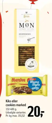 Føtex Kiks eller cookies marked, DKK 20 tilbud