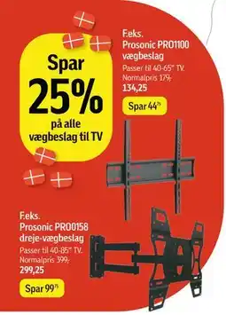 Føtex Spar 25% på alle vægbeslag til TV tilbud