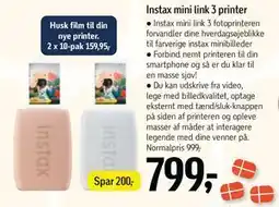 Føtex Instax mini link 3 printer, DKK 799 tilbud