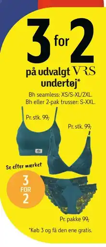 Føtex 3 for 2 på udvalgt VRS undertøj, DKK 99 tilbud