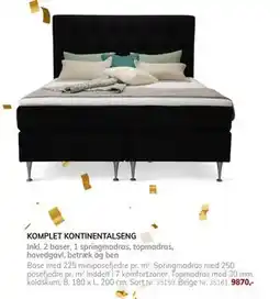 Daells Bolighus KOMPLET KONTINENTALSENG, DKK 9870 tilbud