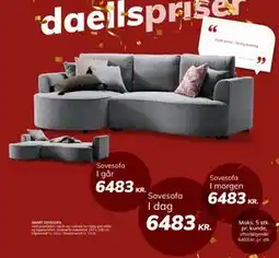 Daells Bolighus SMART SOVESOFA, DKK 6483 tilbud
