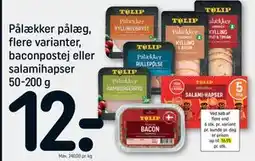 REMA 1000 Pålækker pålæg, flere varianter, baconpostej eller salamihapser, DKK 12 tilbud