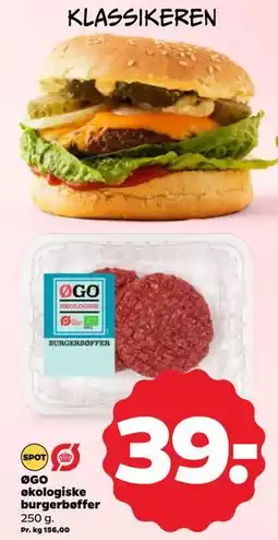 Netto ØGO økologiske burgerbøffer, DKK 39 tilbud