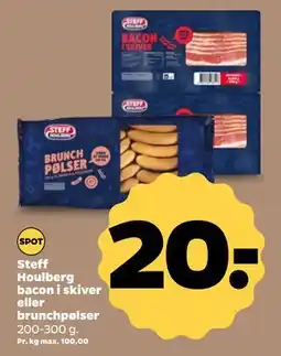 Netto Steff Houlberg bacon i skiver eller brunchpølser, DKK 20 tilbud