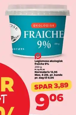 Netto Løgismose økologisk fraiche 9%, DKK 9.06 tilbud