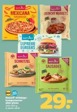 Netto Naturli' middagskomponenter eller pizza, DKK 29 tilbud