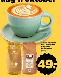 Netto Amora Gold eller ØGO økologiske formalede kaffebønner, DKK 49 tilbud