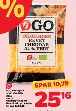Netto ØGO økologisk revet cheddar, DKK 25.16 tilbud