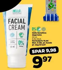 Netto Hello Sensitive dagcreme, DKK 9.97 tilbud