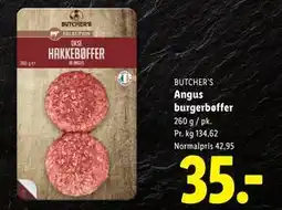 Lidl Angus burgerbøffer, DKK 35 tilbud
