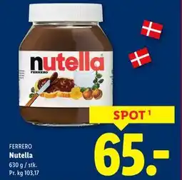 Lidl Nutella, DKK 65 tilbud