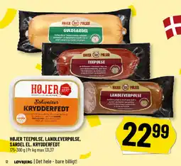 Løvbjerg Højer teepølse, landleverpølse, sardel el. krydderfedt tilbud