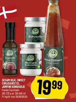 Løvbjerg Sesam olie, sweet chilisauce el. jomfru kokosolie tilbud
