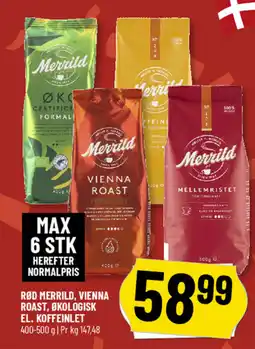 Løvbjerg Rød merrild, vienna roast, økologisk el. koffeinlet tilbud