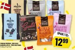 Løvbjerg Pingvin premium, toms guld karameller el. toms guld knas tilbud