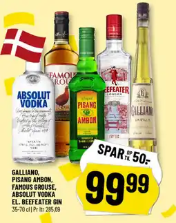 Løvbjerg Galliano, pisang ambon, famous grouse, absolut vodka el. beefeater gin tilbud