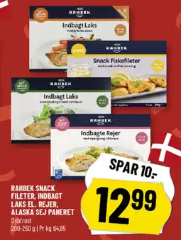Løvbjerg Rahbek snack fileter, indbagt laks el. rejer, alaska sej paneret dybfrost tilbud