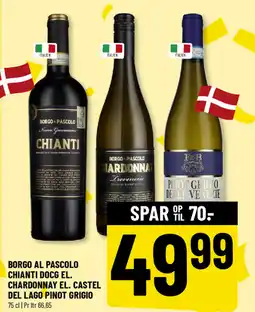 Løvbjerg Borgo al pascolo chianti docg el. chardonnay el. castel del lago pinot grigio tilbud