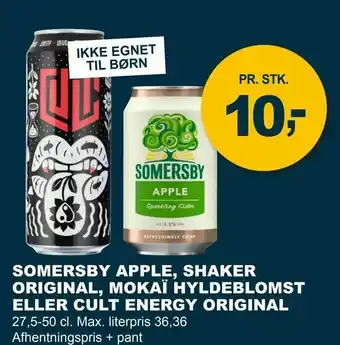 Let-Køb Somersby apple, shaker original, mokaï hyldeblomst eller cult energy original tilbud