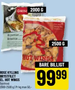 Løvbjerg Rose kylling brystfilet el. hot wings tilbud