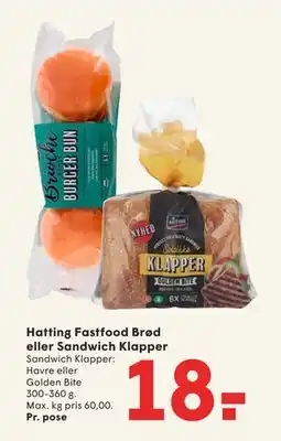 SPAR Hatting Fastfood Brød eller Sandwich Klapper, DKK 18 tilbud