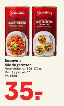 SPAR Beauvais Middagsretter, DKK 35 tilbud