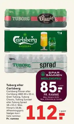 SPAR Tuborg eller Carlsberg, DKK 112, App-pris tilbud