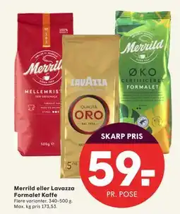 SPAR Merrild eller Lavazza Formalet Kaffe, DKK 59 tilbud