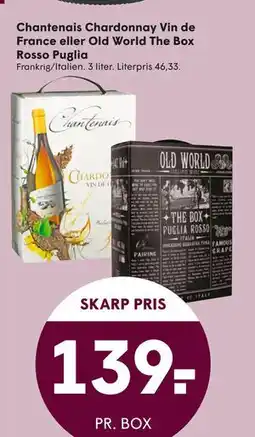 SPAR Chantenais Chardonnay Vin de France eller Old World The Box Rosso Puglia, DKK 139 tilbud