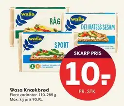 SPAR Wasa Knækbrød, DKK 10 tilbud