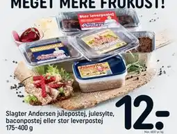 REMA 1000 Slagter Andersen julepostej, julesylte, baconpostej eller stor leverpostej 175-400 g, DKK 12 tilbud