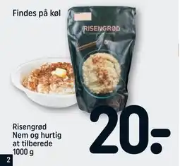 REMA 1000 Risengrød Nem og hurtig at tilberede 1000 g., DKK 20 tilbud